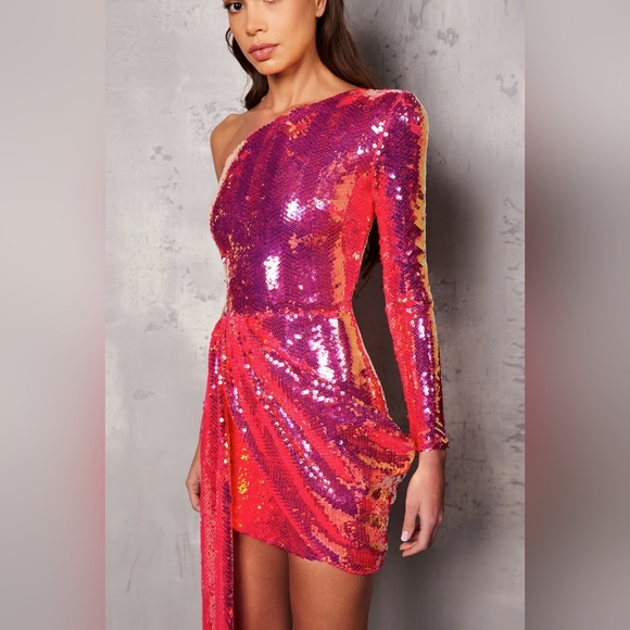 Nadine Merabi Celina Hot Pink Dress - Picture 3 of 6